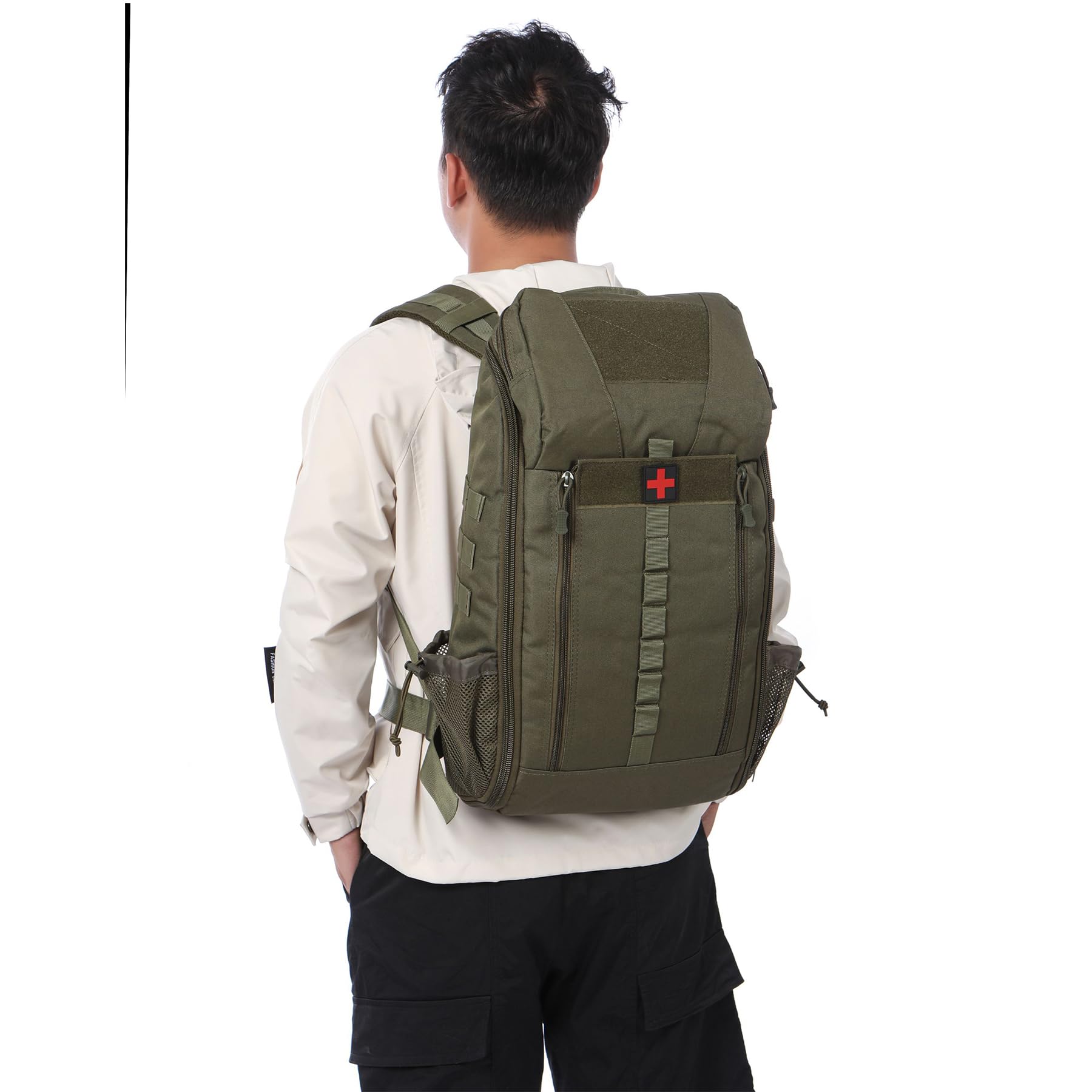 Sac à dos médical tactique imperméable 40 l Nylon Sac à dos de premiers secours pour la randonnée, le trekking, la chasse, la pêche, le camping et les sports de plein air