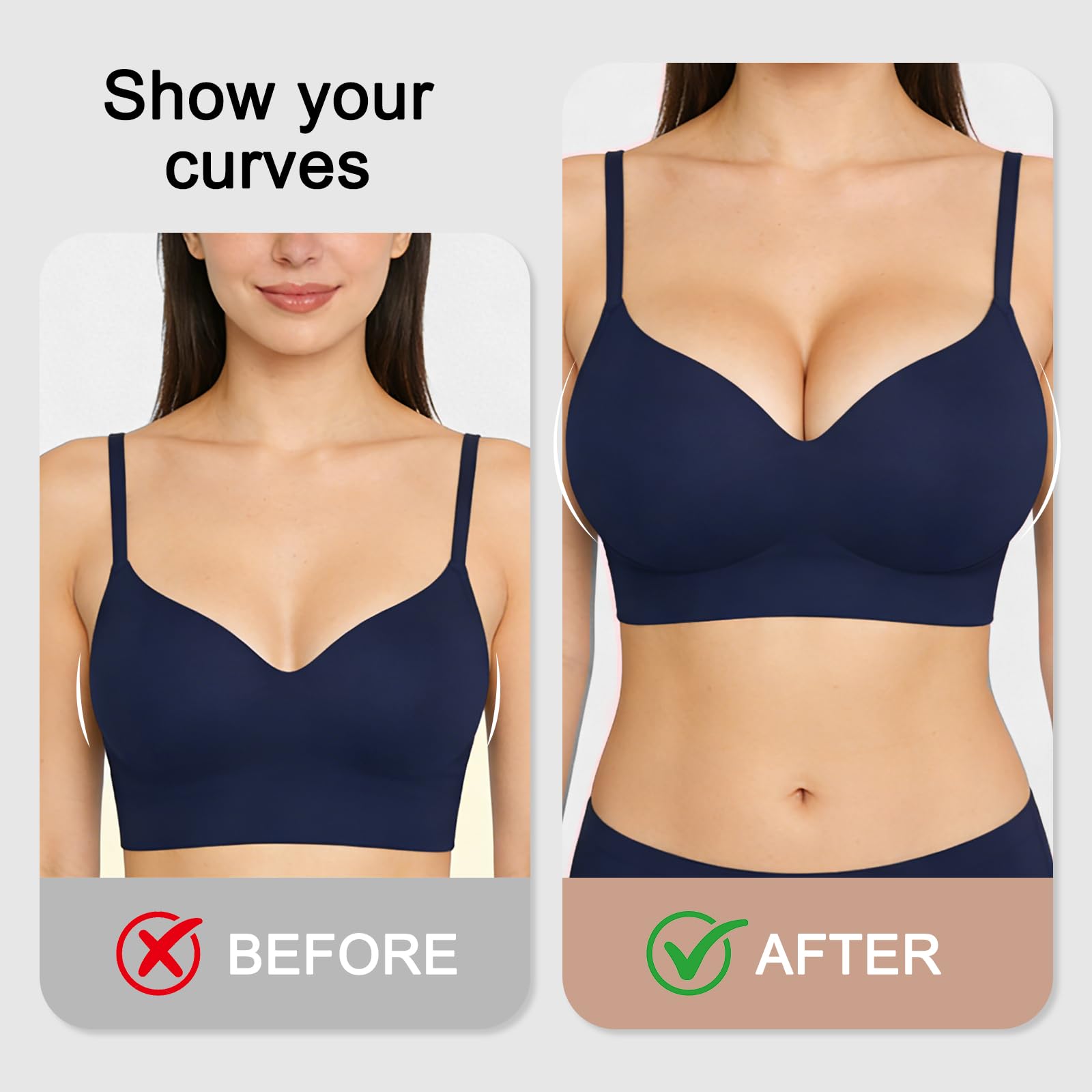 FOOT OF THE TREE Cuscinetti per reggiseno super spessi inserti rinforzatori per seno rimovibili push up coppe per reggiseno imbottiture 3 set, Beige-6 cm, XL