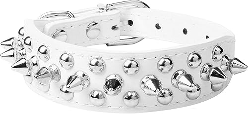 haoyueer Collar de perro con pinchos, de piel sintética, suave, con remaches, tachuelas, para cachorros, collares ajustables para mascotas para