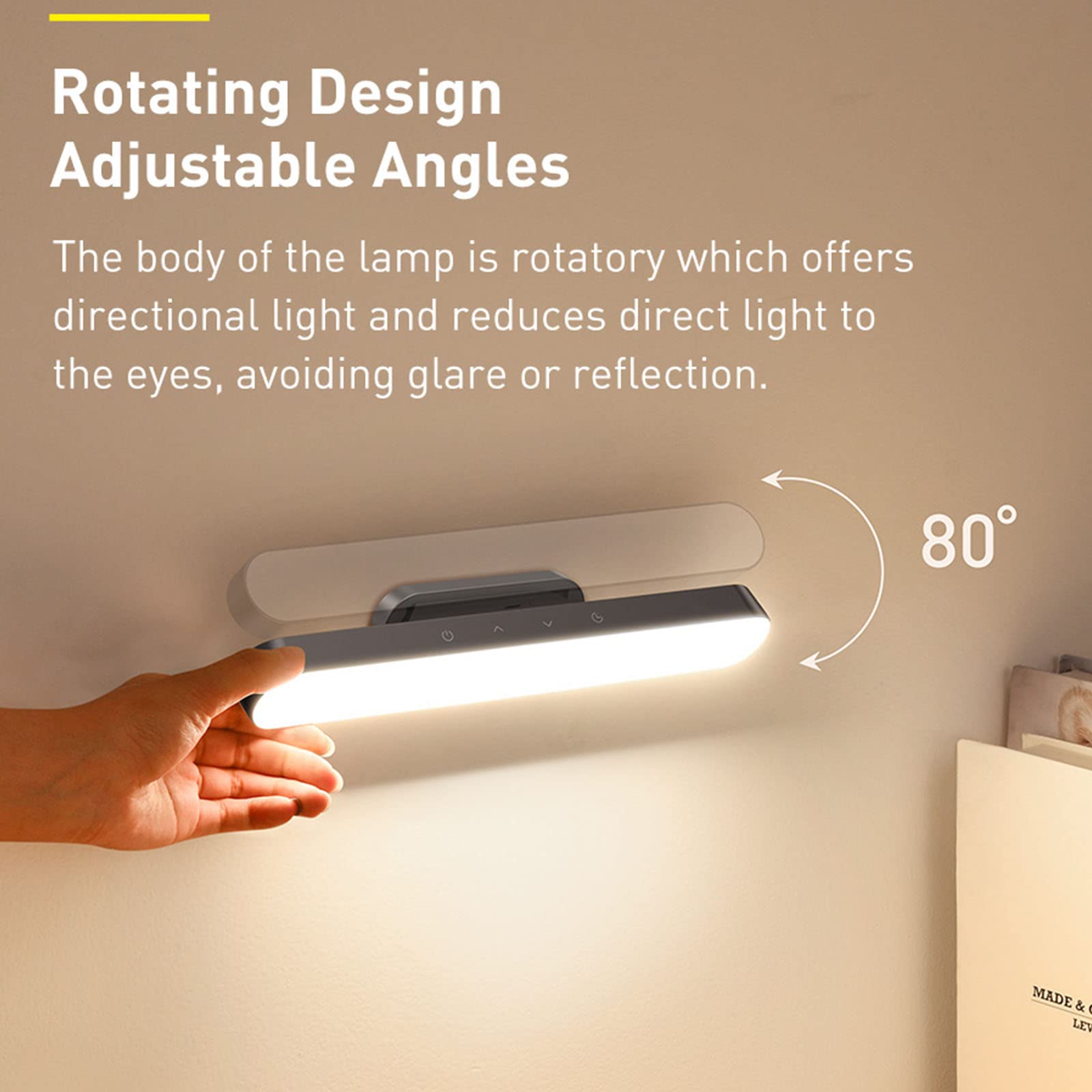 Luce Notturna Magnetica A LED, Luce da Lettura Touch Wireless A Sospensione Ricaricabile USB, Lampada da Parete da Comodino per Camera da Letto con Oscuramento Continuo