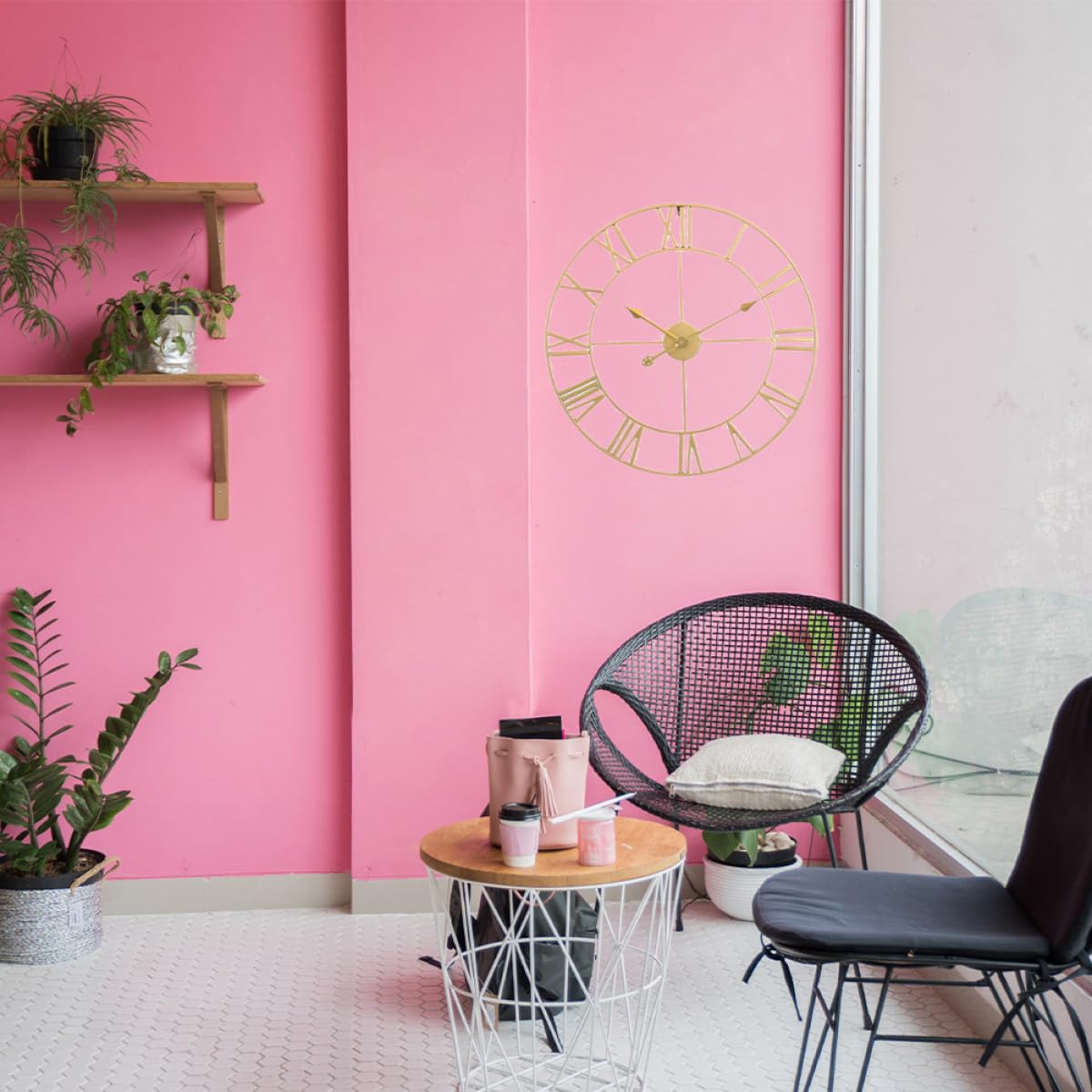 BESPORTBLE Horloge Murale Silencieuse en Fer Rétro 40 CM Aiguilles Dorées Horloge Suspendue Chic pour Salon Cuisine Décoration Murale sans Pile