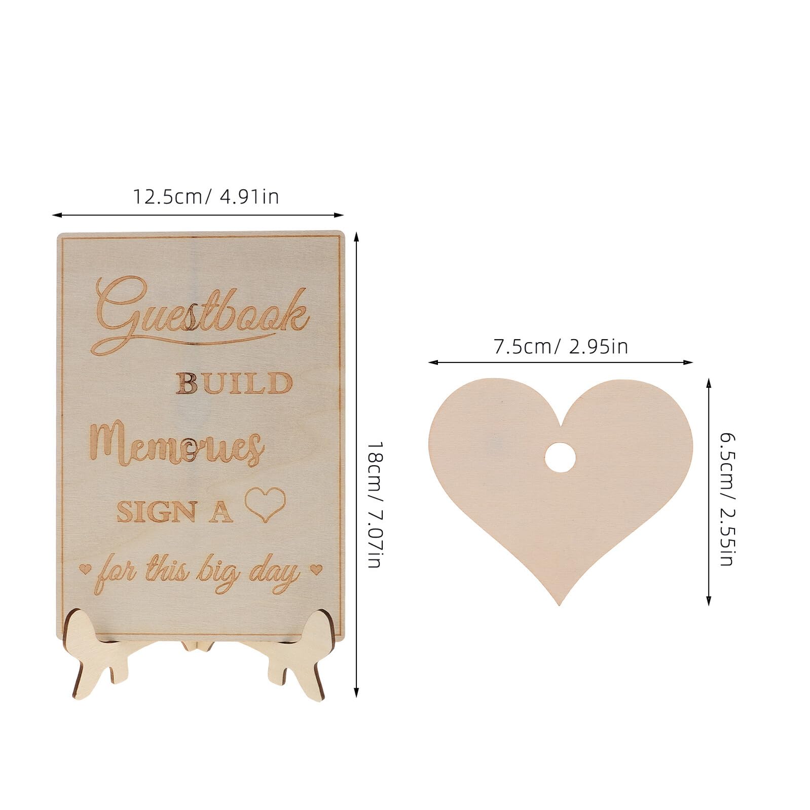 TOYANDONA Libro de Firmas para Bodas Madera en Forma de Corazón Decoración para Recepción de Boda Boho Accesorio Decorativo Versátil Detalle Personalizado para Invitados