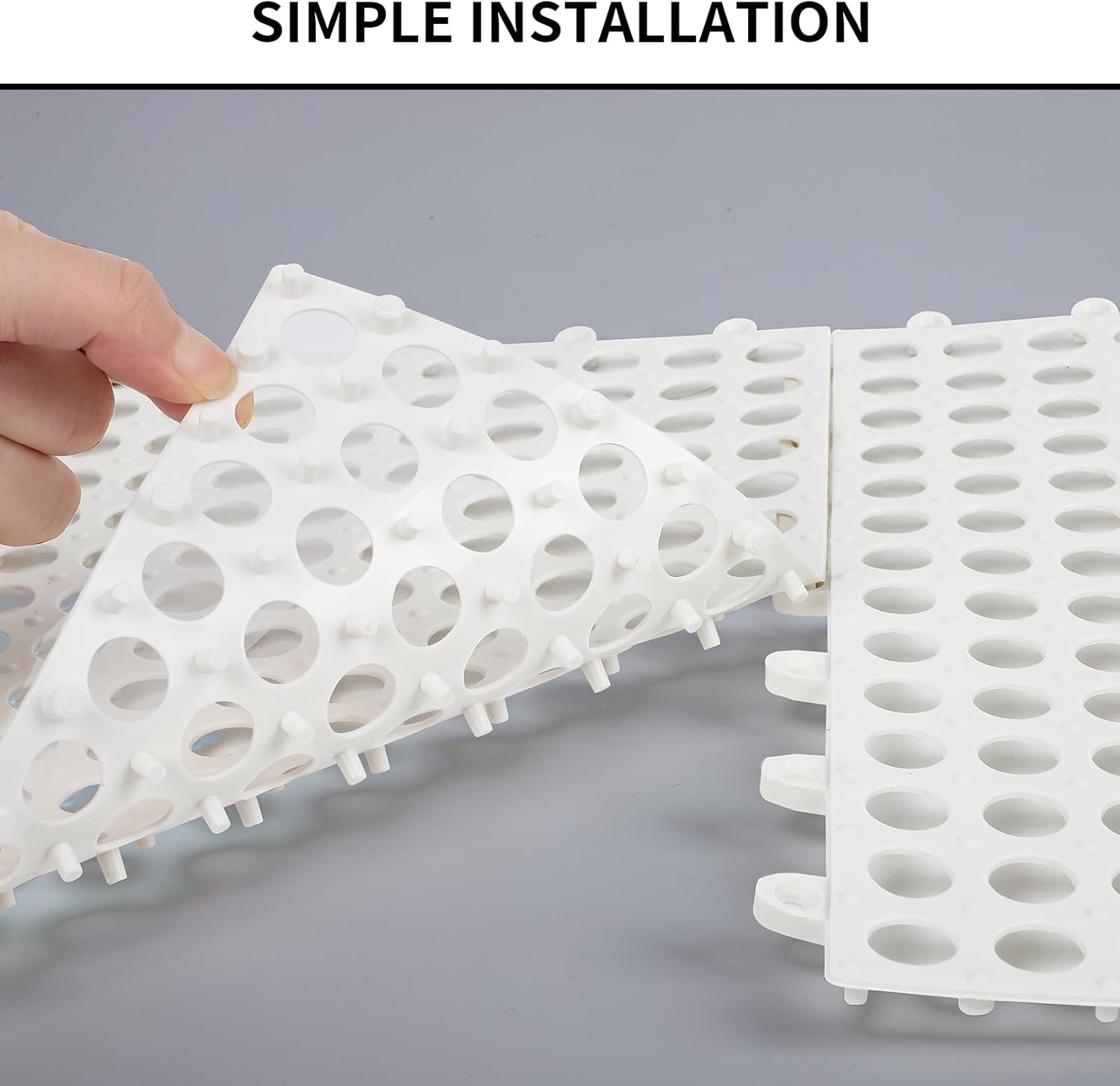 FAHKNS 50 PCS Interlocking Drainage Tiles, 12"x12" Anti Slip Interlocking Drain Mat, TPE Interlocking Floor Tiles for Showers, Toilets, Swimming Pools, Terraces, Drain, Pet Areas