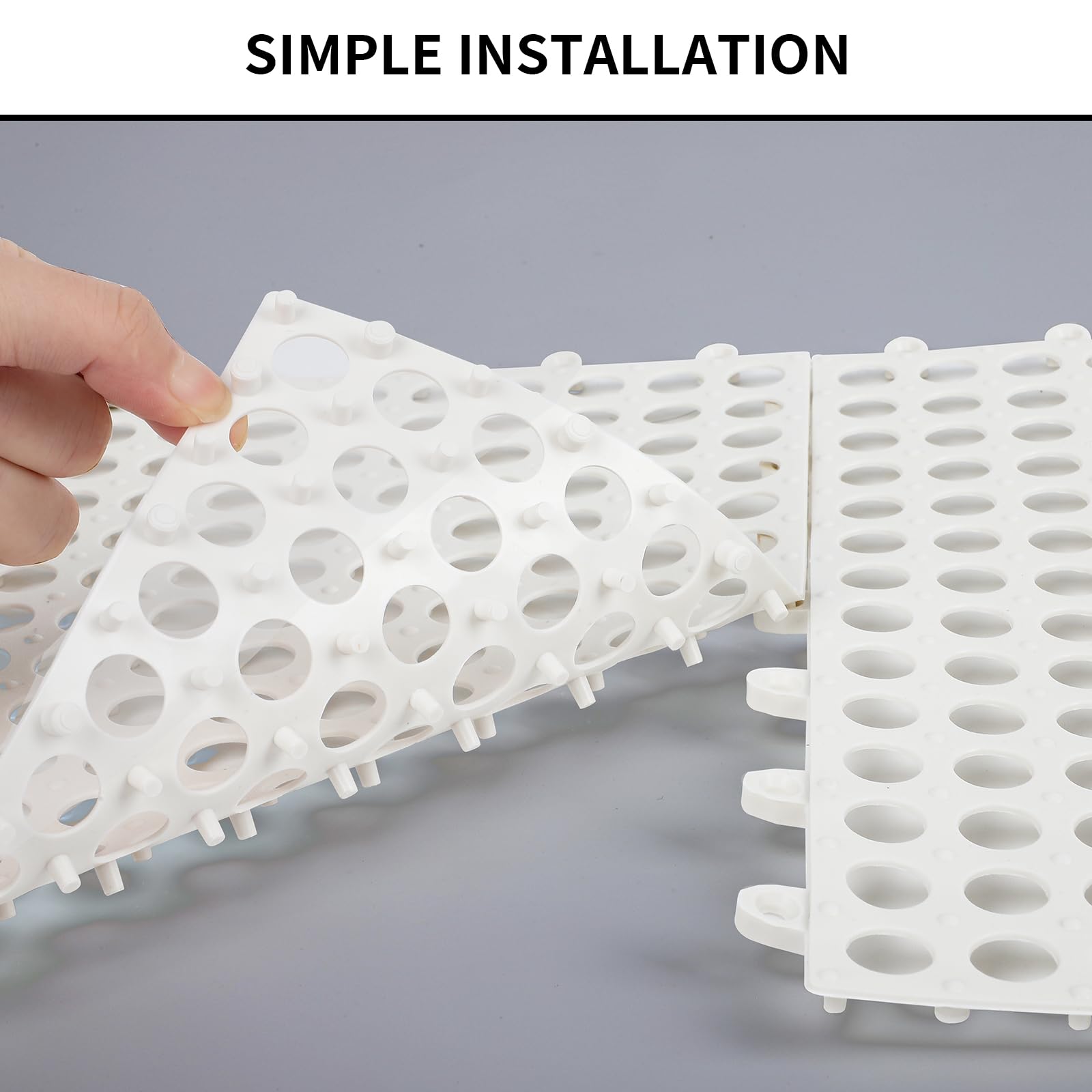 Interlocking Tiles, 50pcs Waterproof Drainage Mat, White Splicing Deck Tile — Amazon image 3