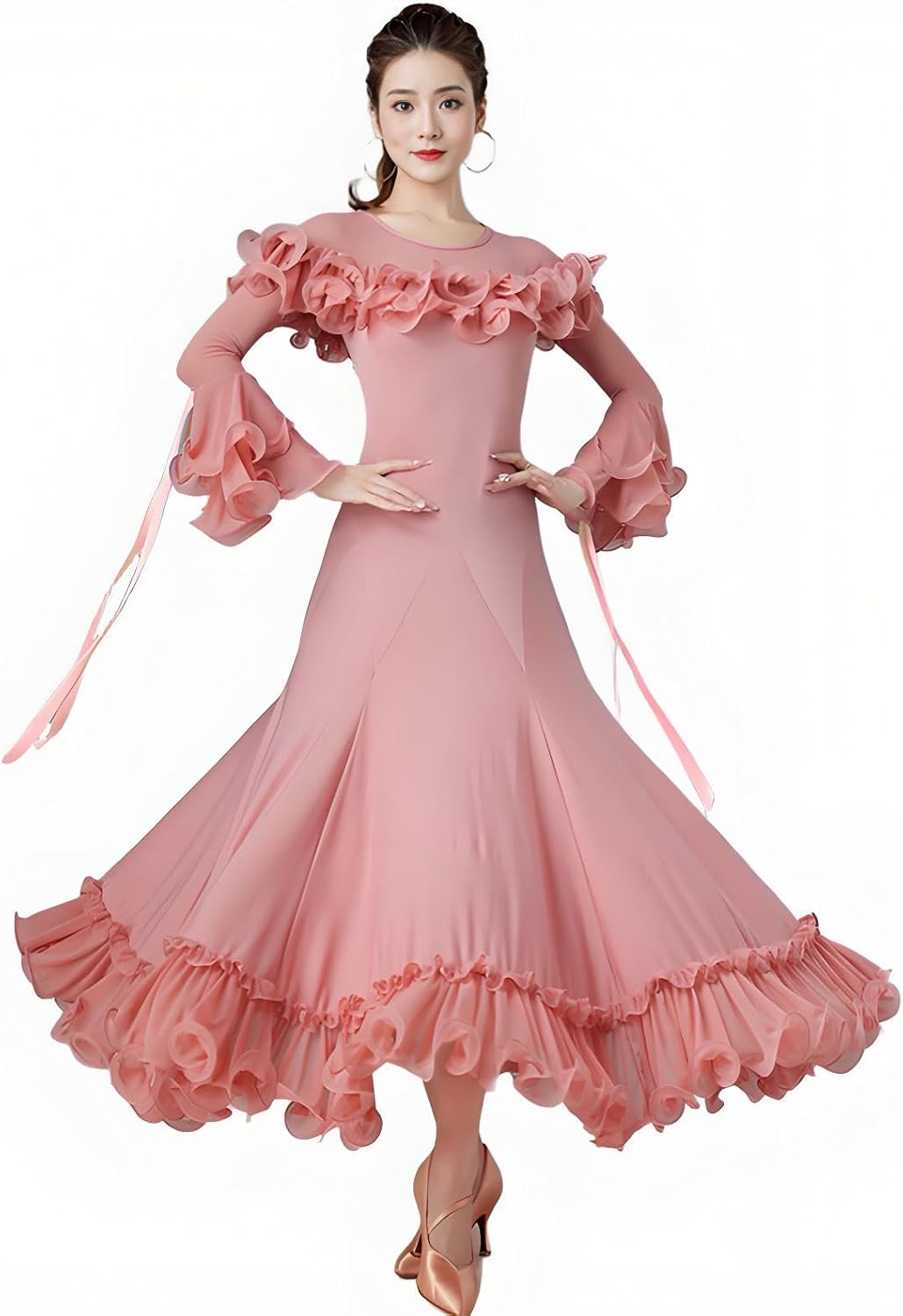 Gentil ジャンテイ ラテンドレス 社交ダンス フリンジ 黒 M Gentil