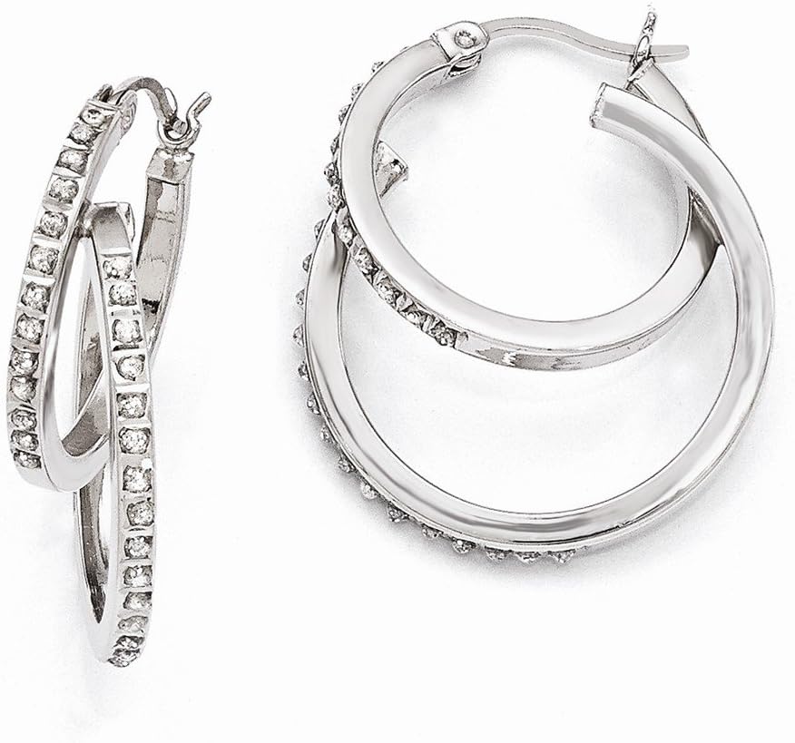 Sterling Silver Diamond Mystique Double Hoop Earrings