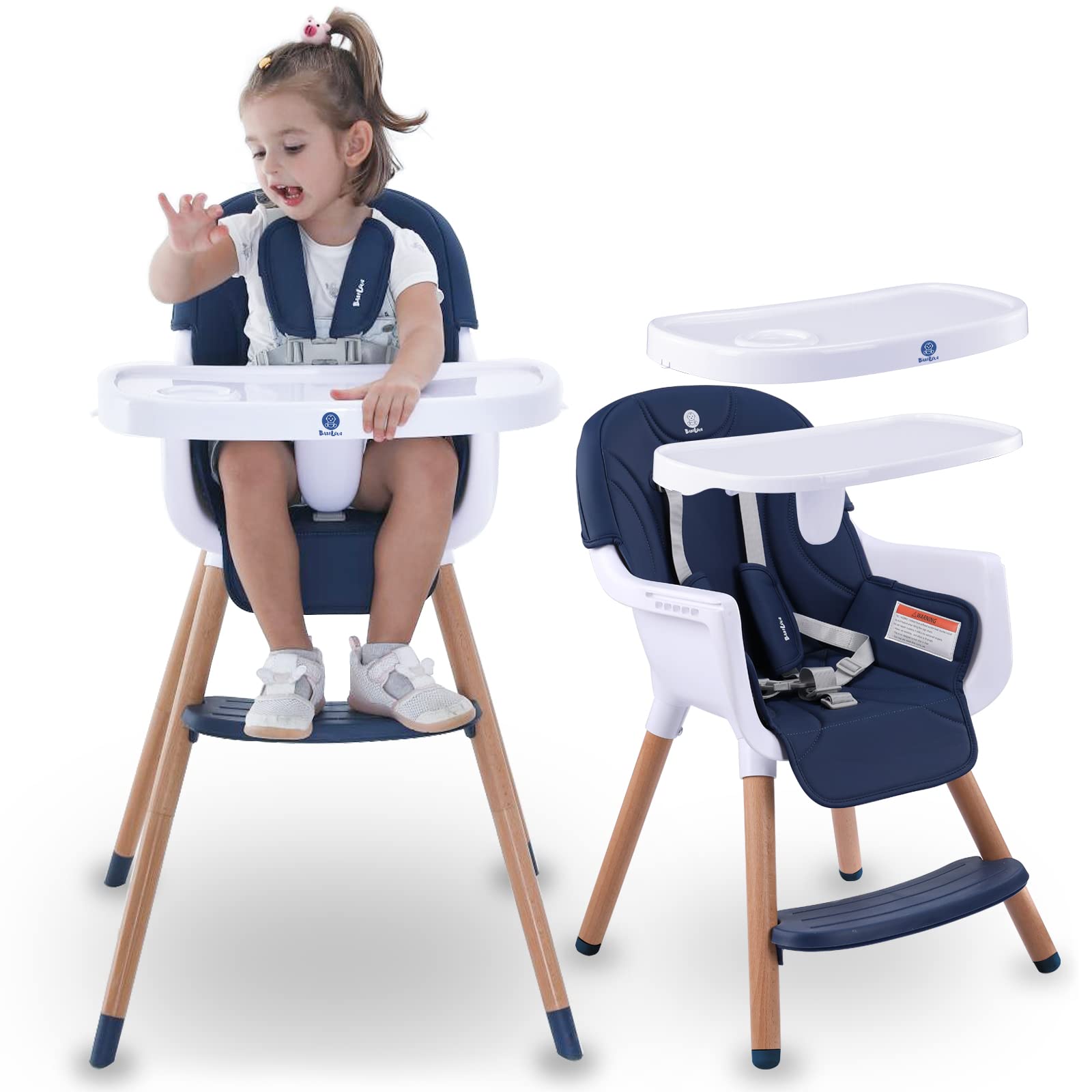 Buy 3 in 1 Baby High Chair,Adjustable Convertible Wooden High Chair