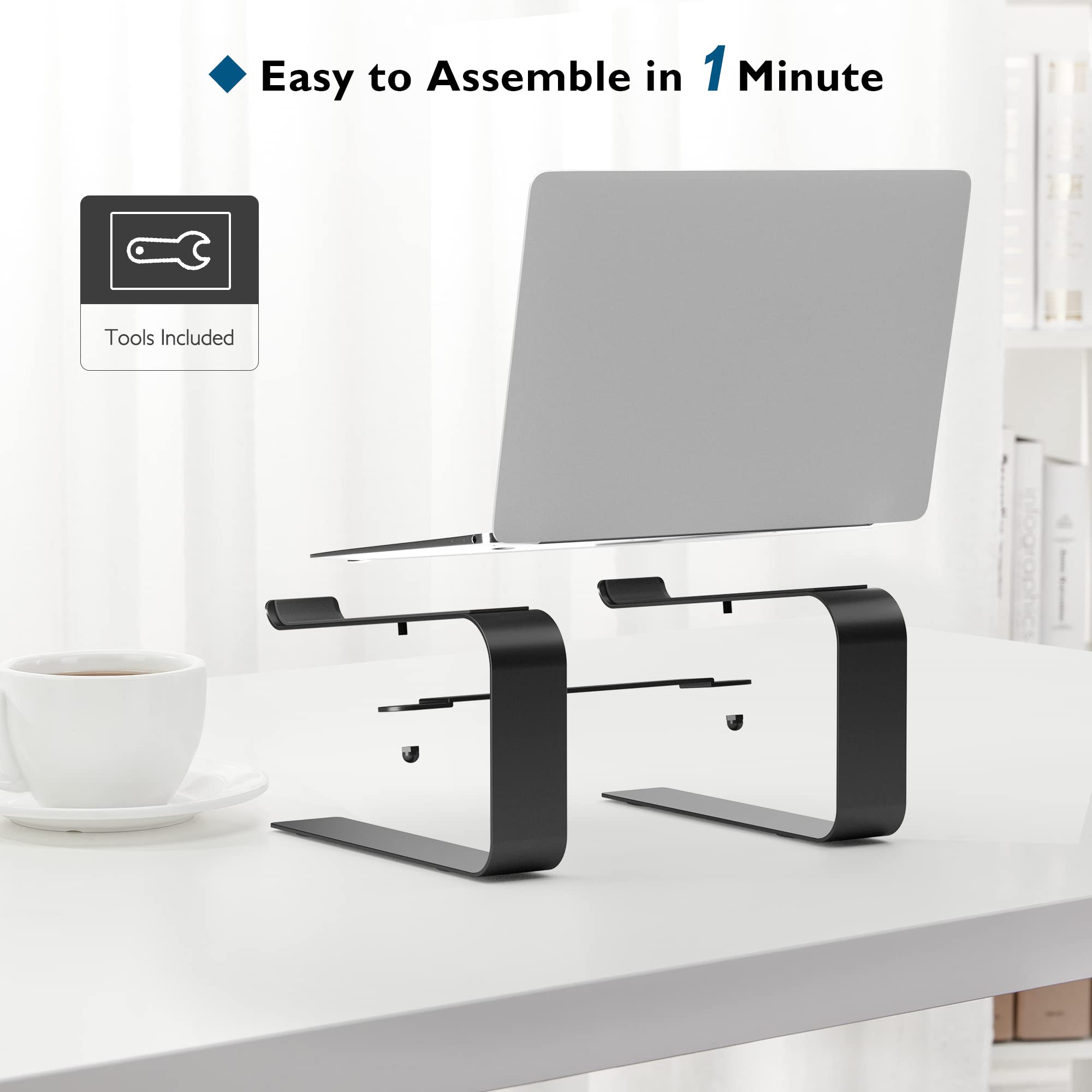 BONTEC Supporto PC Portatile, Supporto PC Compatibile Laptop Da 10-17.3 Pollici, Rialzo Portatile Per Computer/MacBook/Notebook, Laptop Stand Fino a 5kg, Nero