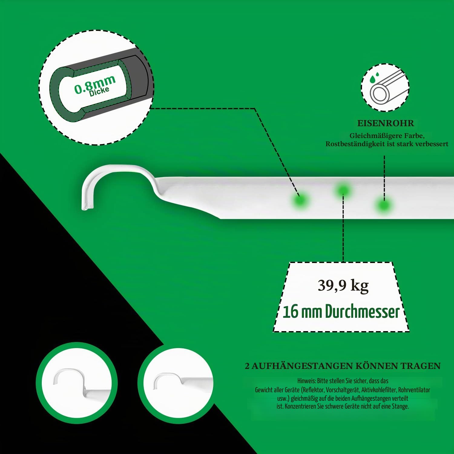 GA Growzelt C-Serie 60x60x120 cm Anzuchtzelt Reflektierendes Mylar Hydrokultur Gewächshauszelt wasserdicht Schwarz