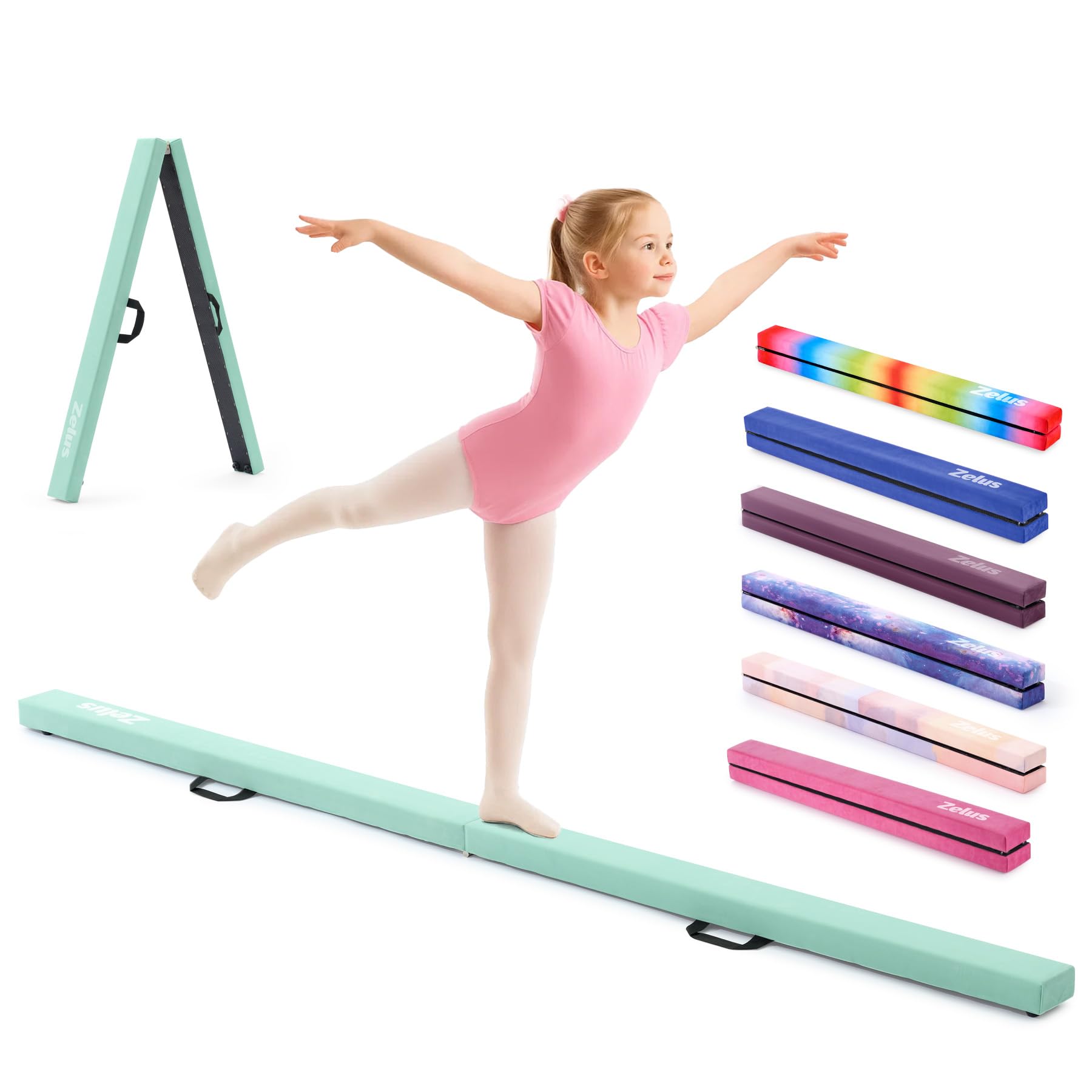 ZELUS Barra de Equilibrio Gimnasia Plegable Barra Gimnasia Artistica Viga de Equilibrio Base Antideslizante Asas de Transporte para Niños, Principiantes y Profesionales