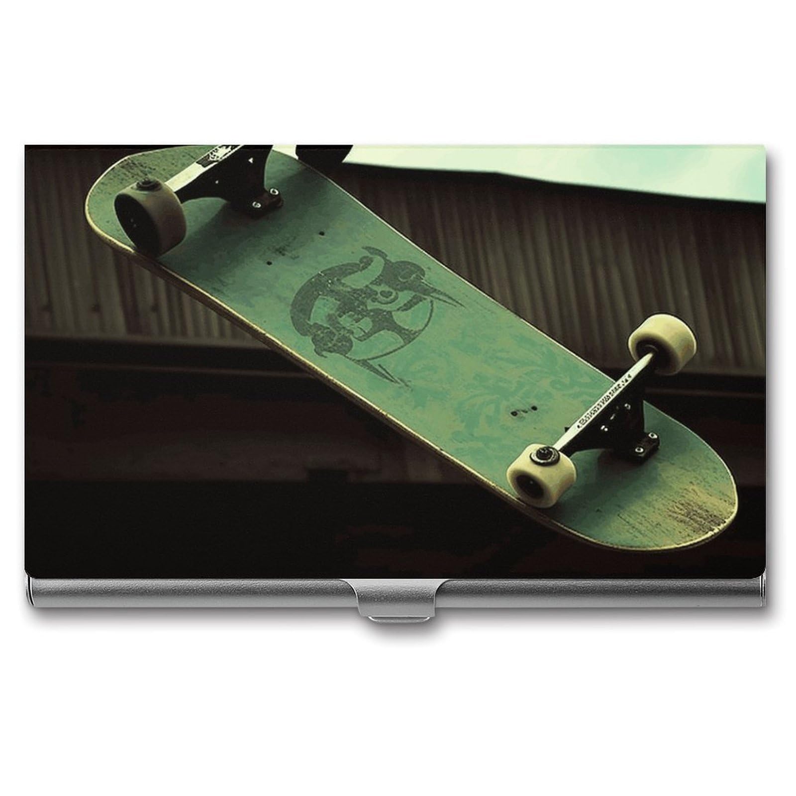 JTREHY Skateboard Business Card Case Convenient to Carry Business Card Dispenser Durable Not Prone to Wear And Tear Business Card Holder for Men & Women
