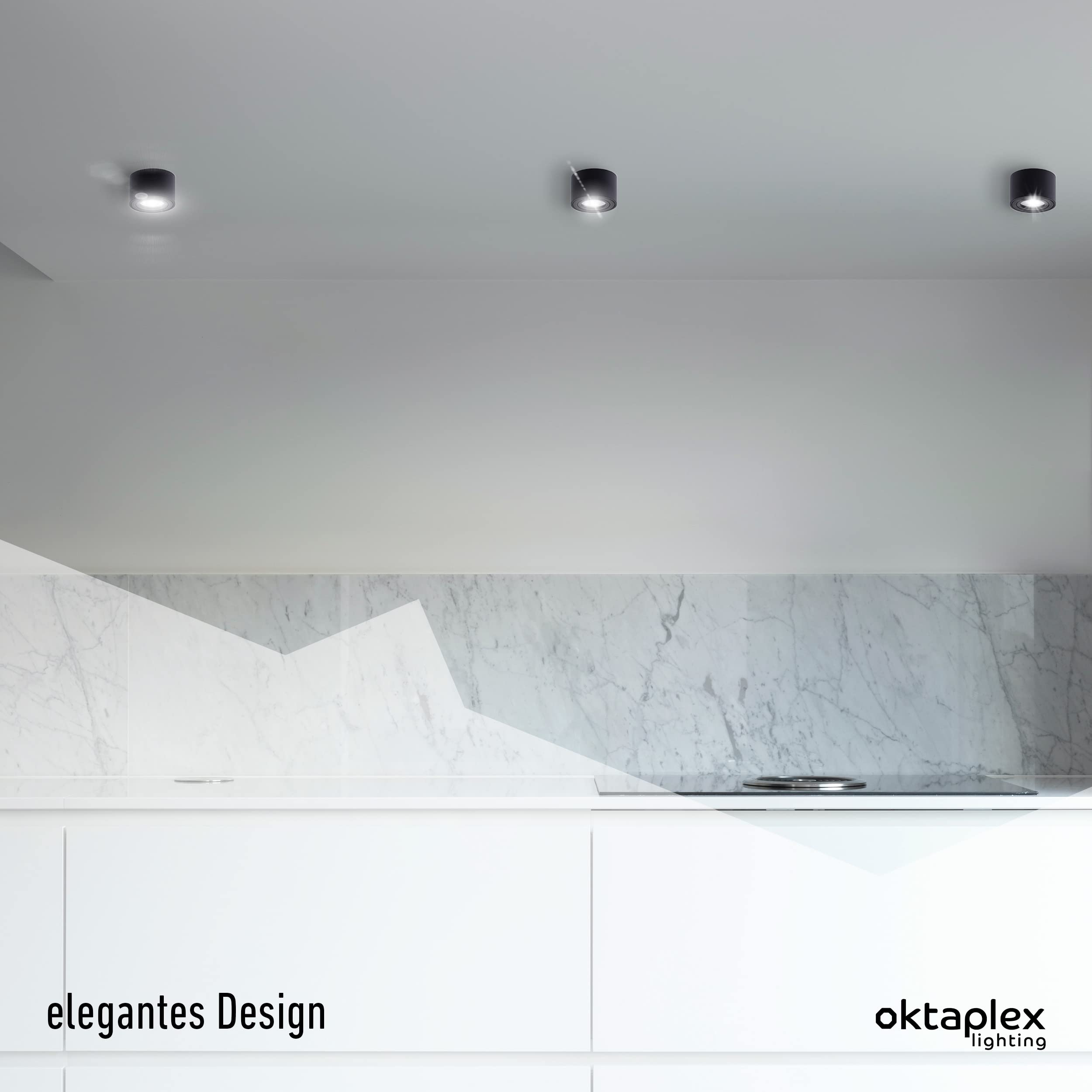 Oktaplex 6 Stück LED Aufbauspot Lile Schwarz 3-stufig dimmbar 4,8W 380lm