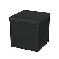 Oak & Tea Pouf portaoggetti in pelle PU, sgabello pieghevole con contenitore