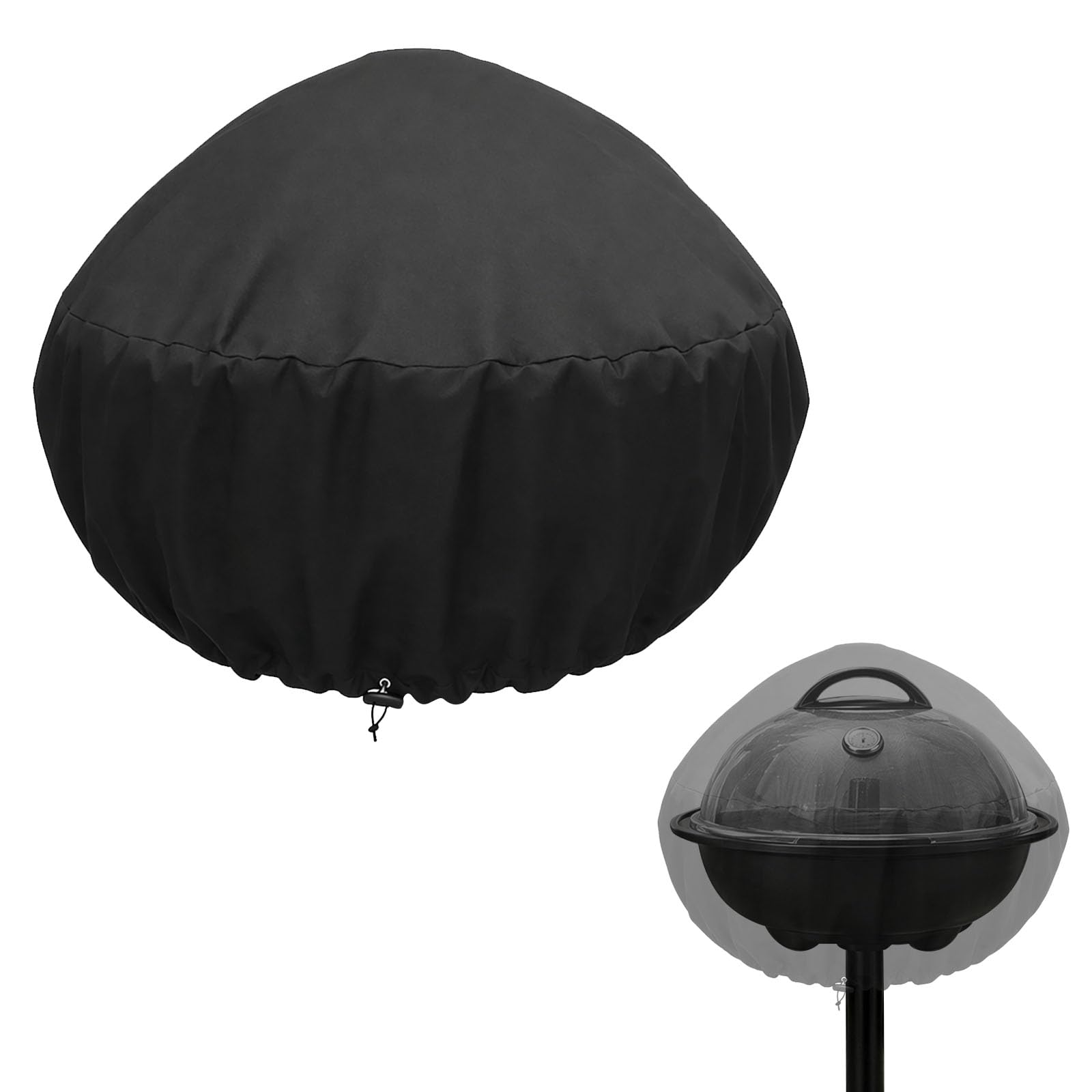 Small Round BBQ Cover, Waterproof Heavy Duty 48 x 44 cm Black