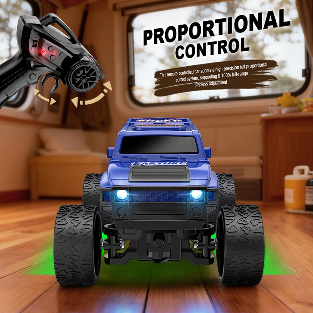 Pickup RC Crawler 1:64 con rimorchio, telecomando da 2,4 GHz e luce LED