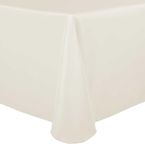ULTIMATE TEXTILE Mantel ovalado de lino de poliéster de 60 x 144 pulgadas, color crema marfil
