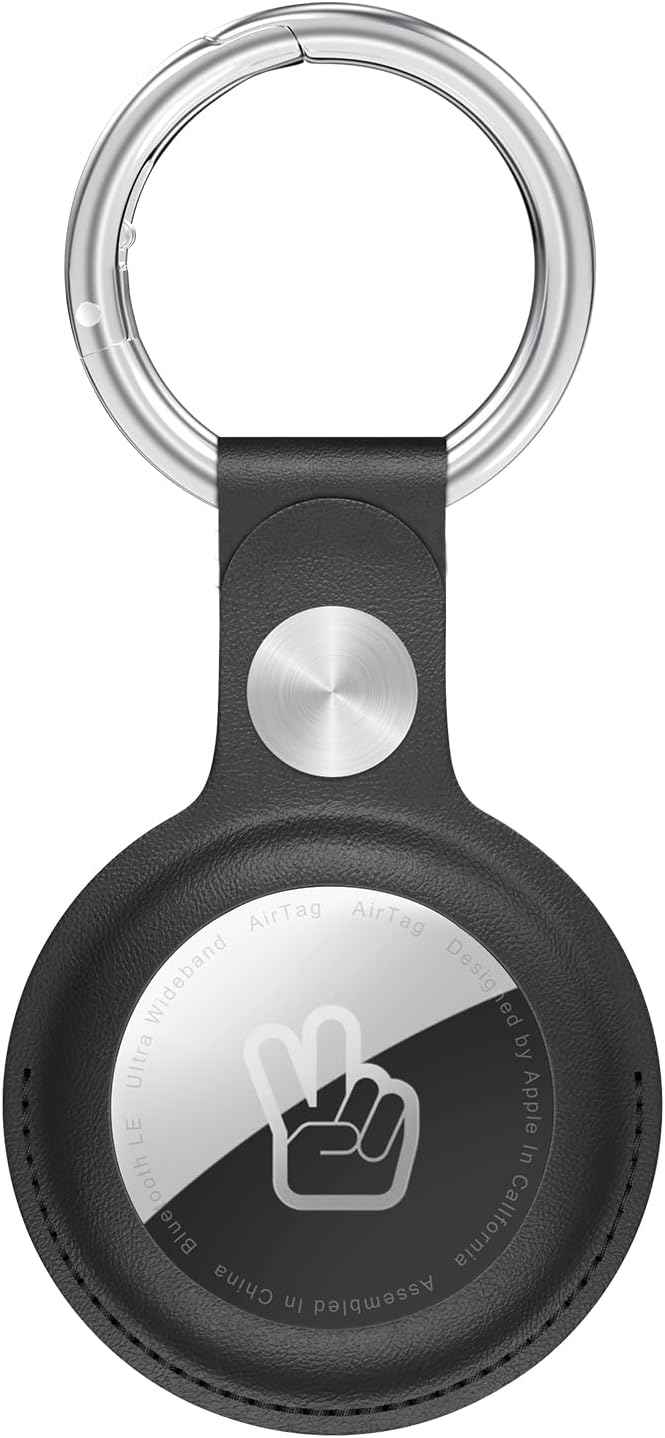 HiFan AirTag Keychain, AntiLost AntiScratch Leather AirTag Case