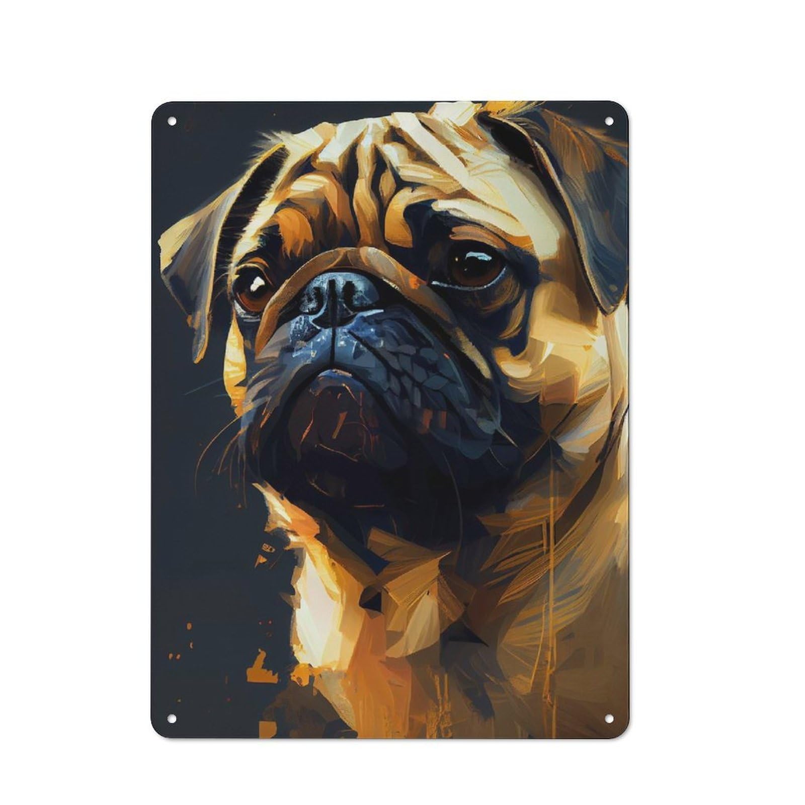 Junmoney Pug Painting Metal Sign 40X30cm With For Pub Or Café, Retro Decor, For Vintage Wall Decor Fans, For Garage And Workshop Walls