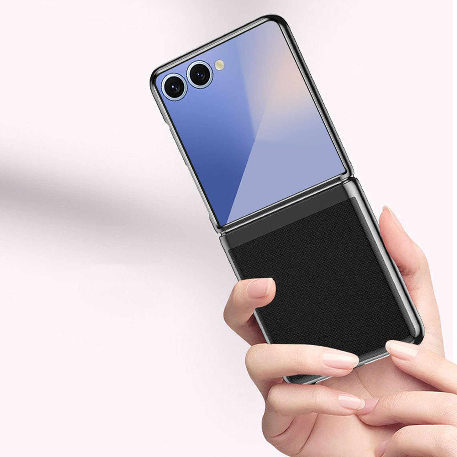 Generico Custodia Trasparente per Samsung Galaxy Z Flip 7 con Protezione per Fotocamera, placcatura Ultra Sottile, plastica Rigida, AntiGraffio, Trasparente, Protezione anticaduta, Verde