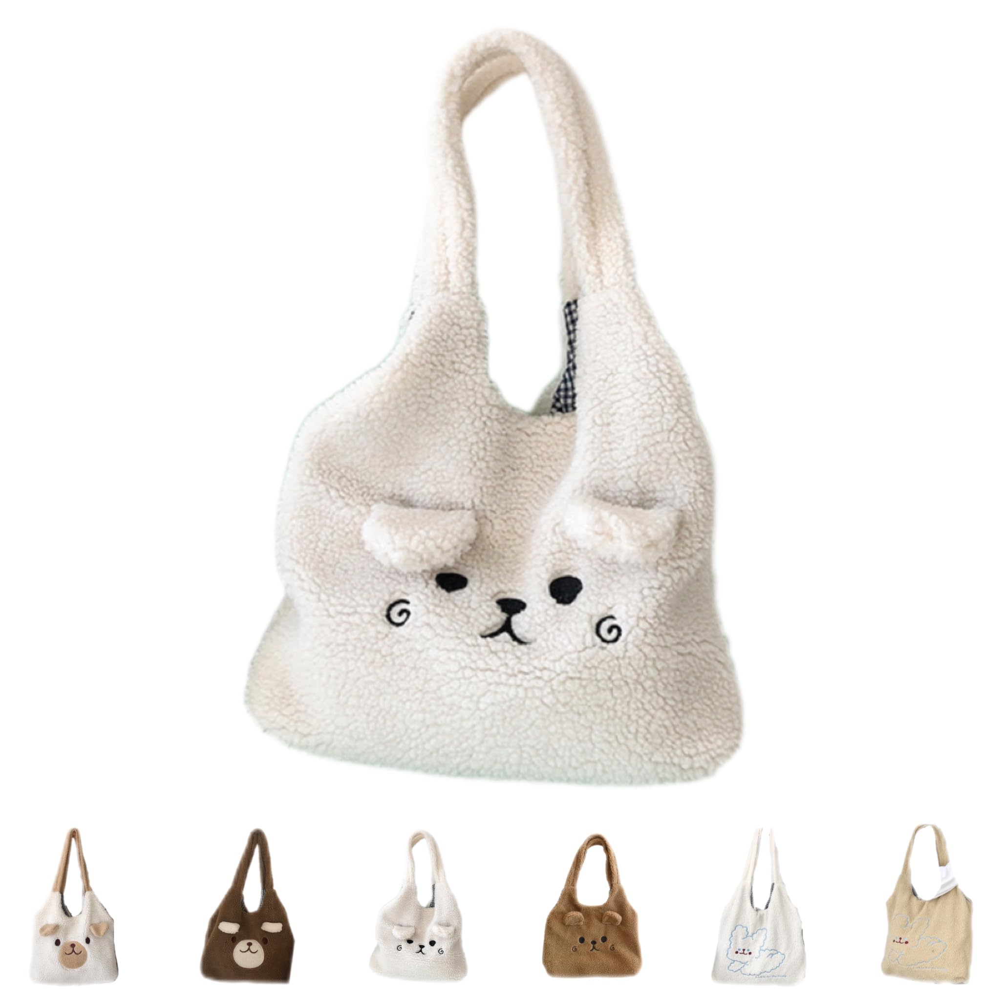 Fluffy Tote Bag Ladies Kawaii Shoulder Bag Women Furry Bears Tote Bag Plush Handbag Women Cute Crossbody Bag for Women