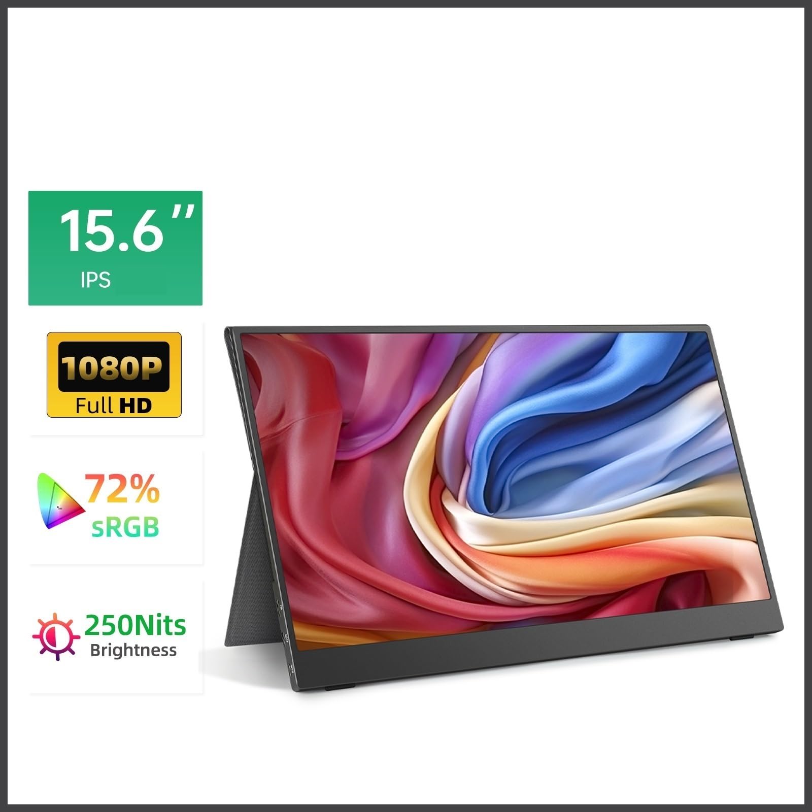Schermo portatile IPS da 15,6 pollici 1920 * 1080 60Hz for laptop, computer, ufficio, telefono cellulare, schermo secondario esteso Monitor per Smart Working