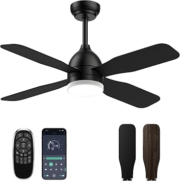 42 Inch Ceiling Fan with Light, APP & Remote, Downrod Mount