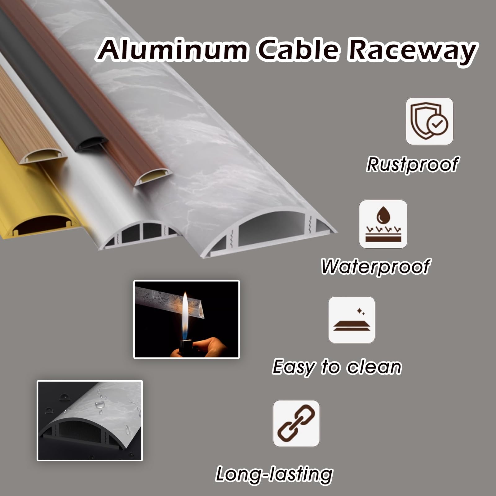 Goulotte Passe Cable Protège-câble, Cache-rallonge, Connecteurs De Sol Et Bandes Adhésives pour Chemin De Câbles(29mm,47.2''/120cm)