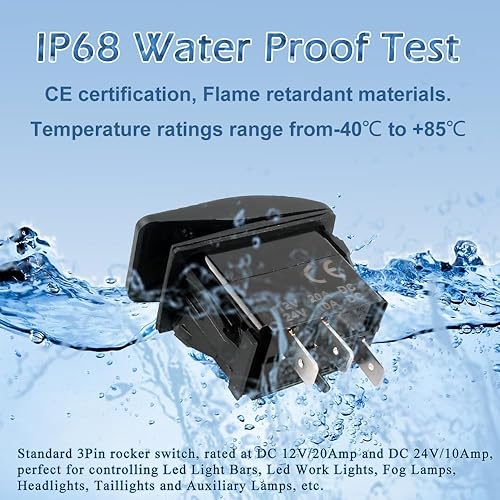 Vista 46 de Interruptor basculante de 3 pines con texto "luces NAV", negro con lente azul. Contura III, se adapta a Car-ling, Cole Hersee, Blue seas,Contura III