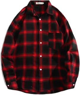 Mens Flannel Plaid Shirts Casual Long Sleeve Button Down Lightweight Shirts 2024 Trendy Fall Shirt Jacket