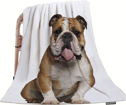 HGOD DESIGNS Manta de bulldog inglés divertido sentado contra suave y cálida manta decorativa para cama, silla, sofá, 30 x 40 pulgadas