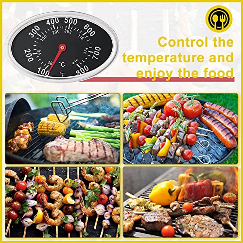 Mtsooning Grill Thermometer Replacement For Nexgrill Brinkmann Charmglow, 3 Inch Bbq Gauge Stainless Steel Heat Indicator, Oval Barbecue Temperature #TOP2