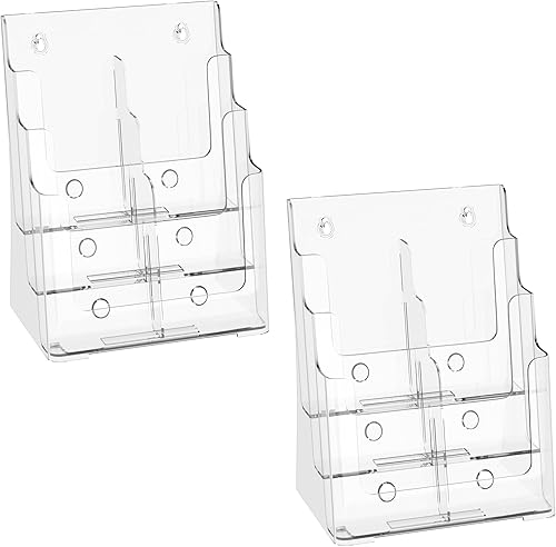 Soporte acrílico para folletos de 3 niveles de 8.5 x 11 pulgadas, organizador de literatura transparente con divisor extraíble para folletos de 4 x disponible en Yaxa Costa Rica