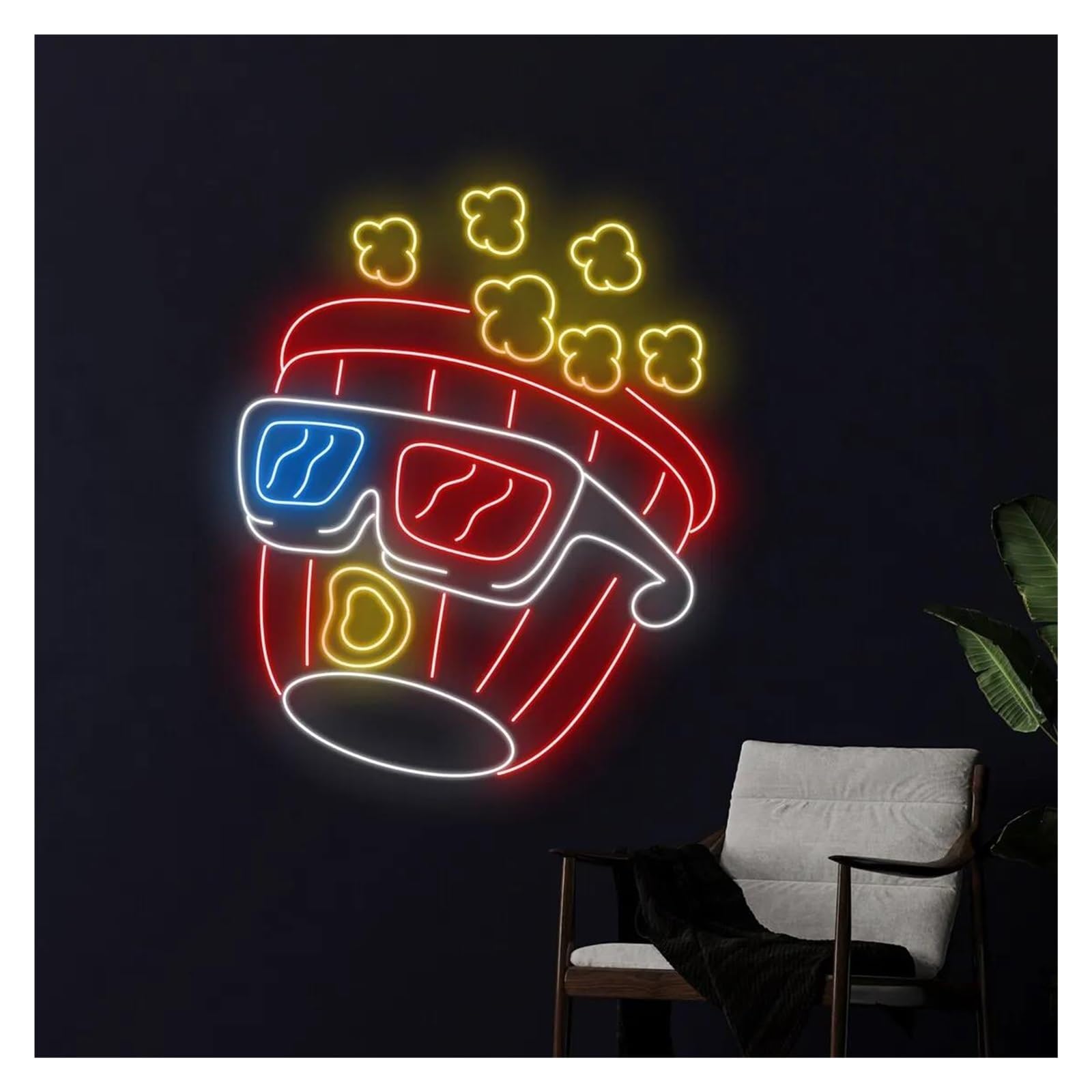 LEMST Signs Lamp Popcorn Neon Lights USB Powered Adjustable Brightness Glasses Popcorn Neon Lights, Suitable for Wall Decor Commercial Signs(45cm)