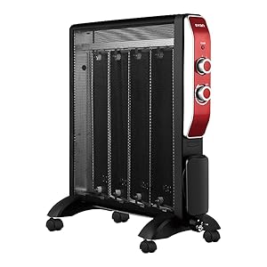 Svan Radiador mica Eléctrico Bajo Consumo Rojo SCRM2000R. 2000W, 2 Niveles de potencia, Termostato Regulable, Calefacción por Placa mica, Sensor Antivuelco