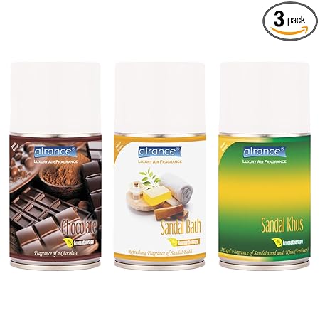 Airance Air Freshener Refill Chocolate, Sandal Bath & Sandal Khus - 250 ML - 3000+ Sprays - Fits Almost All The Dispensers