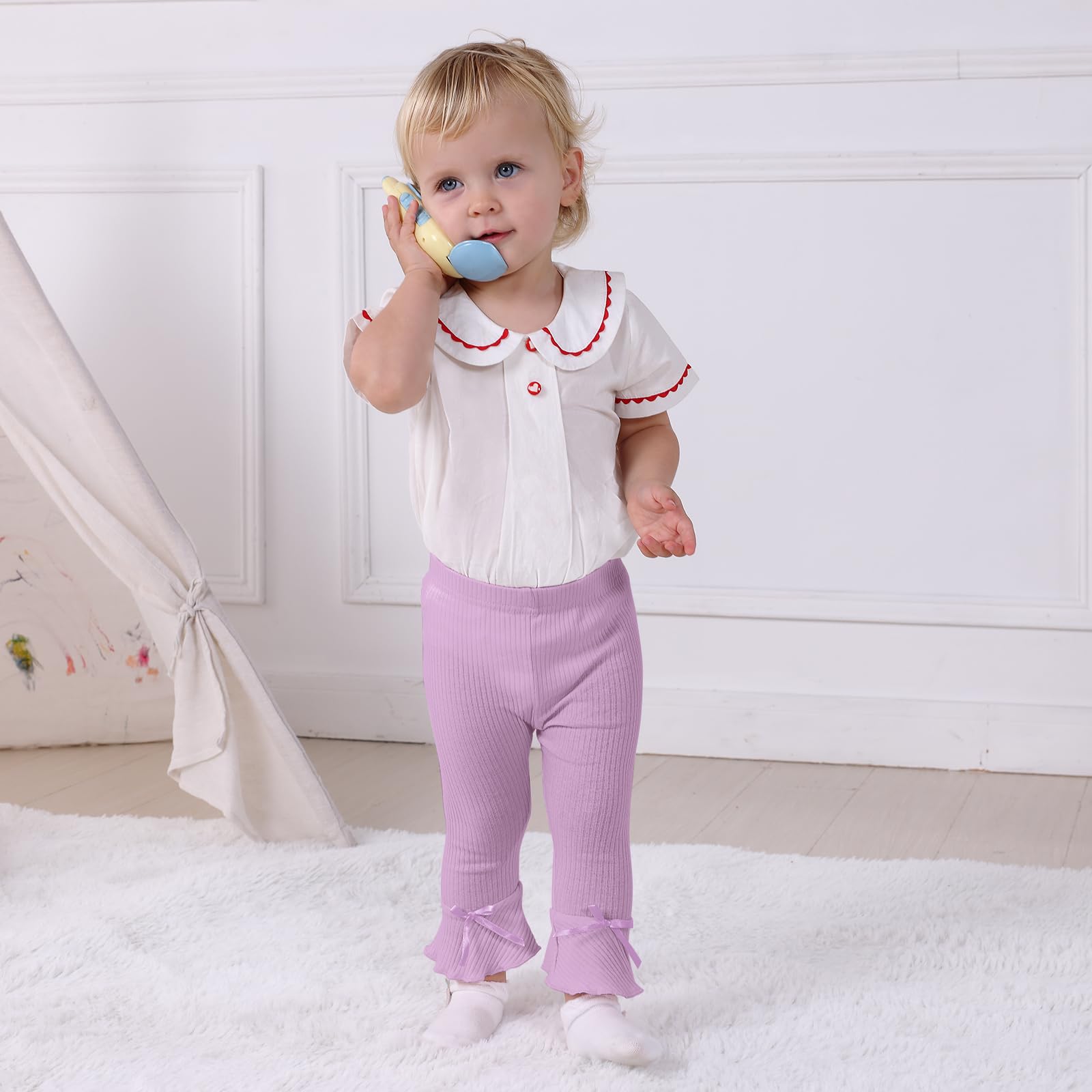 Baby-Mädchen-Hosen, Neugeborenenenhosen, Kleinkind-Mädchen-Hosen, ausgestellte Hosen, 5 Packungen
