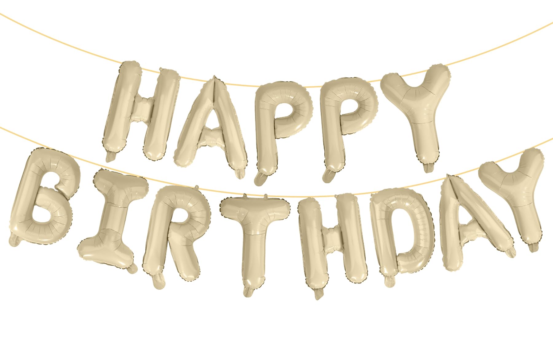 LIOZEOKUN Happy Birthday Balloon Letters 16 inch Mylar Foil Birthday Balloons Banner Sign for Birthday Party Decorations Supplies (Cream)