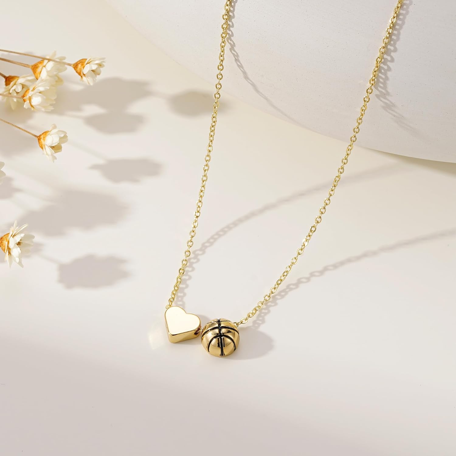 Turandoss Sports Necklace for Women, 14K Gold Plated Heart Pendant Soccer Football Basketball Necklaces for Women Gold Pickleball Volleyball Tennis Softball Necklace Gifts for Sports Lovers Fans Teams - Image 6