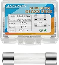 AUKENIEN 4A 4 Ampere 250V Fusibili Vetro Lento 5x20MM T4A Fusibile in Vetro di Ritardo del Tubo