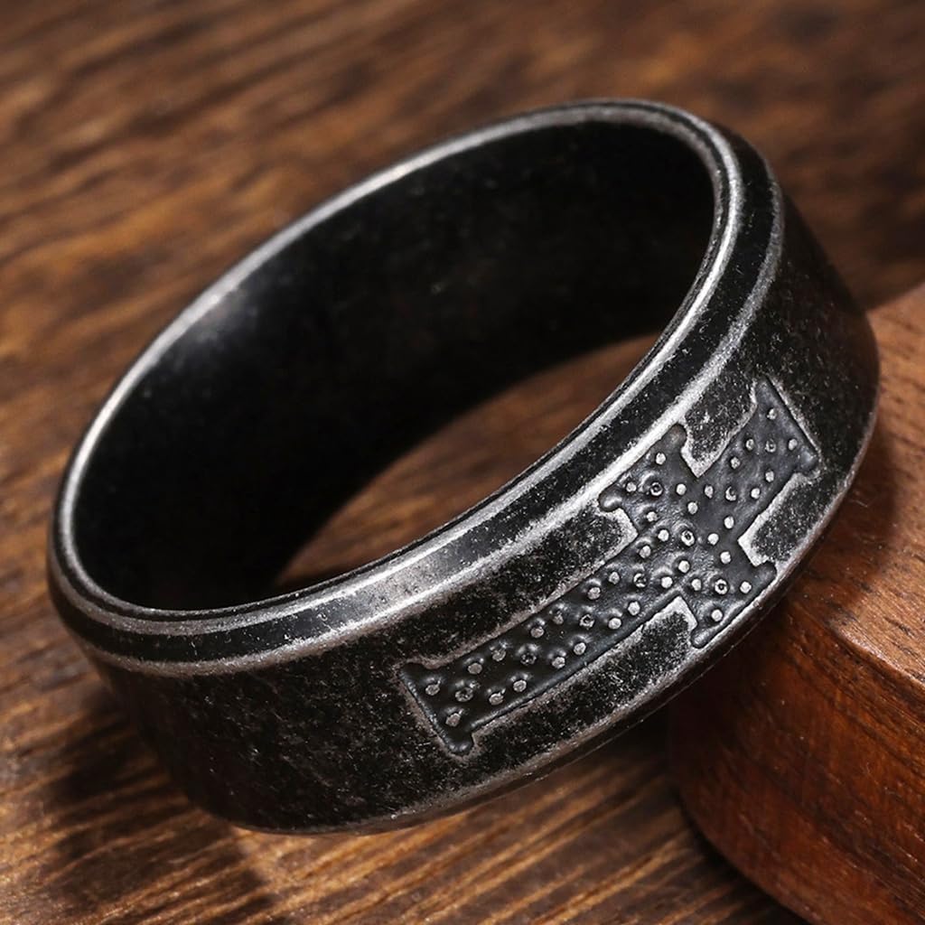 Jude Jewelers 8mm Retro Vintage Stainless Steel Christian Sideways Cross Wedding Band Religious Ring