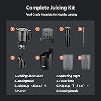 Vista 9 de REPALY - Exprimidor compacto de masticación lenta - Máquinas de exprimir hasta 92% de rendimiento de jugo, canaleta ancha de 3.1" para frutas