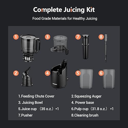 Miniatura 9 de Repaly Exprimidor compacto de masticación lenta, máquinas exprimidoras de hasta 92% de rendimiento de jugo de 3.1 pulgadas de ancho para frutas y