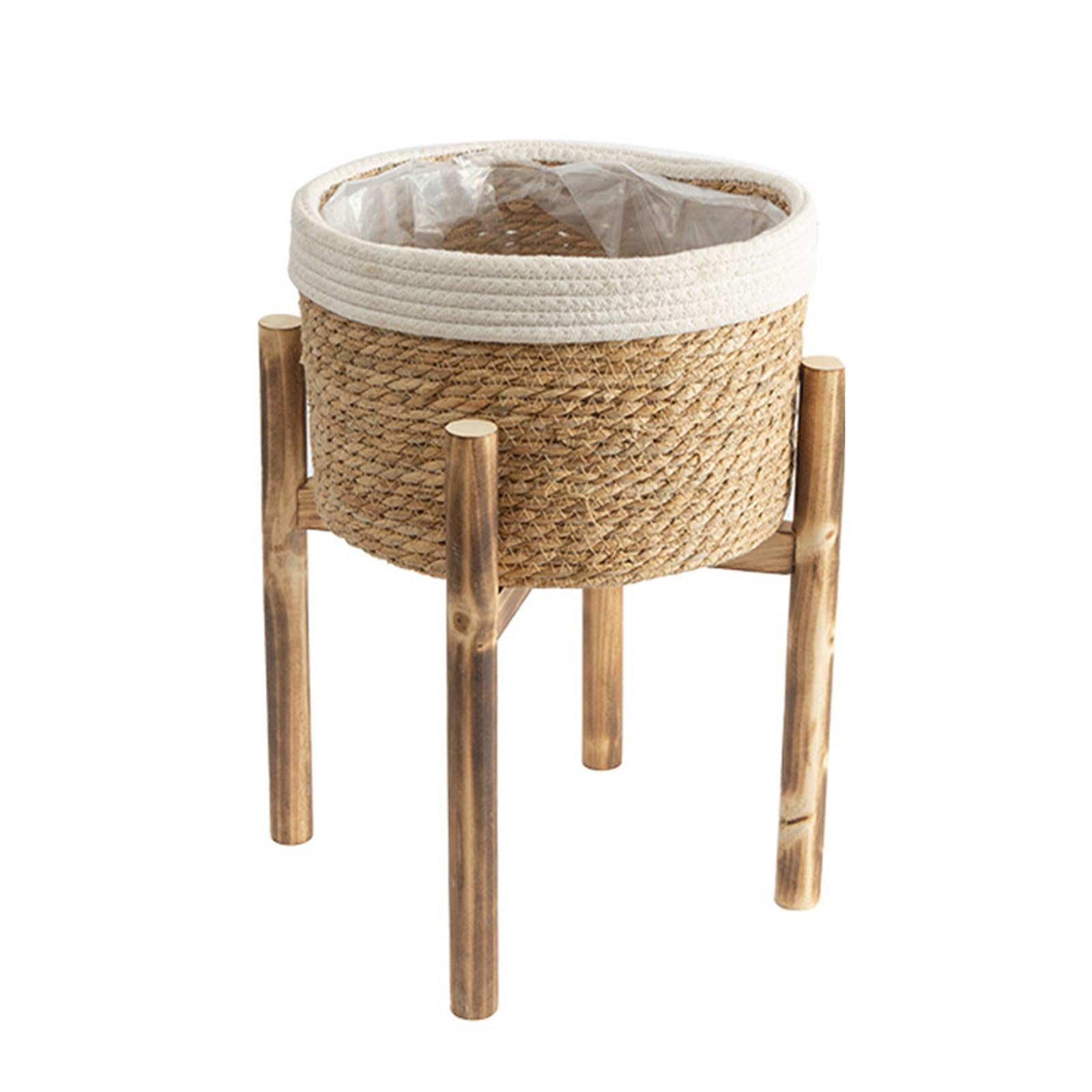 Hsioluted Basket Planter Flowers Pots Cover Storage Basket Plant Container Hand Woven Planter Straw Bonsais Container Home