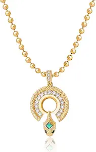 Fettero Dainty Gold Necklace for Women, 14K Gold Plated Pendant Necklace Cubic Zirconia Charm Necklaces for Women Jewelry Gift