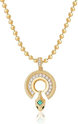Fettero Dainty Gold Necklace for Women, 14K Gold Plated Pendant Necklace Cubic Zirconia Charm Necklaces for Women Jewelry Gift