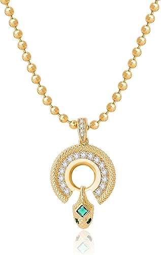 Fettero Dainty Gold Necklace for Women, 14K Gold Plated Pendant Necklace Cubic Zirconia Charm Necklaces for Women Jewelry Gift