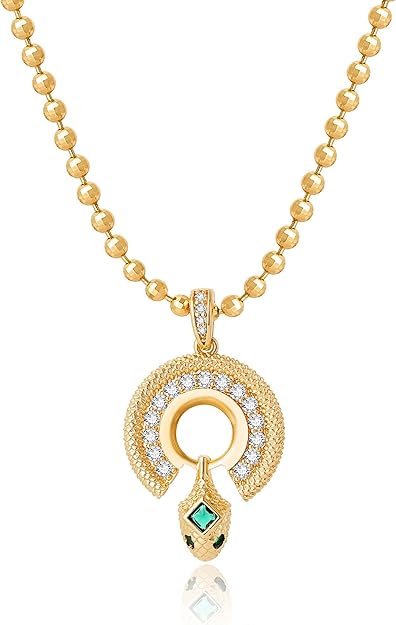 Fettero Dainty Gold Necklace for Women, 14K Gold Plated Pendant Necklace Cubic Zirconia Charm Necklaces for Women Jewelry Gift