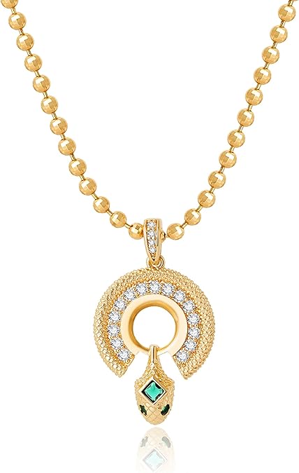 Fettero Dainty Gold Necklace for Women, 14K Gold Plated Pendant Necklace Cubic Zirconia Charm Necklaces for Women Jewelry Gift