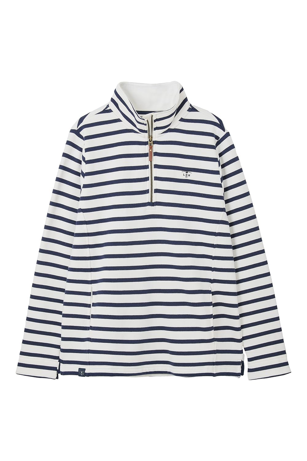 LightHouse Womens Shore Sweatshirt - Ladies Warm Half Zip Cotton Top - Cloud Navy Stripe - 12