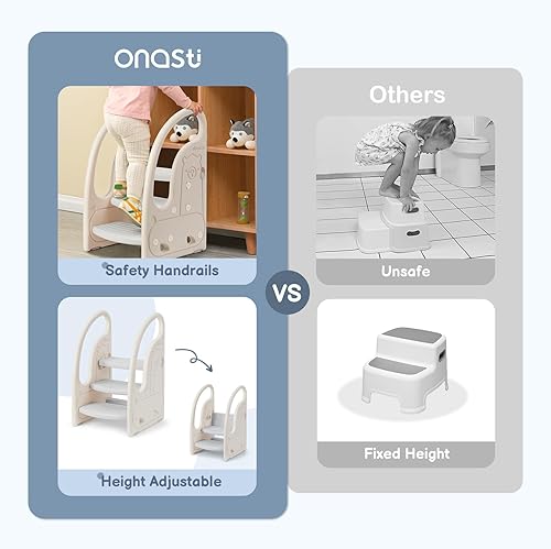 Miniatura 6 de Taburete Onasti de 3 escalones para niños pequeños torre de pie para niños pequeños taburete de plástico para el aprendizaje de la cocina el baño el